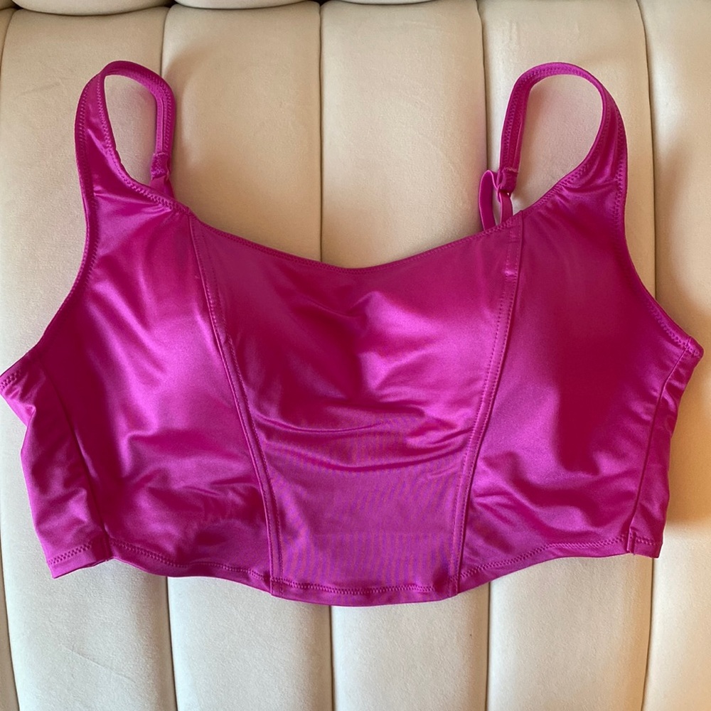 NWT VS PINK Satin Lightly Lined Corset Top in Pink Berry